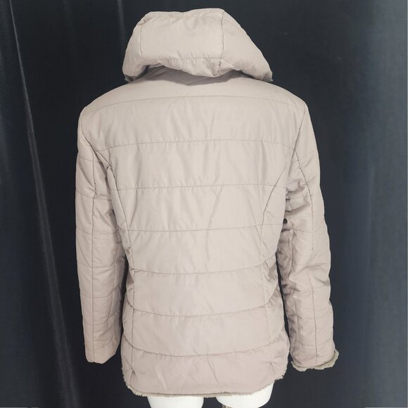 Charlie B Women’s Size M/M Gray Faux Fur Quilted Puffer Reversible Hooded Jacket - Picture 6 of 6